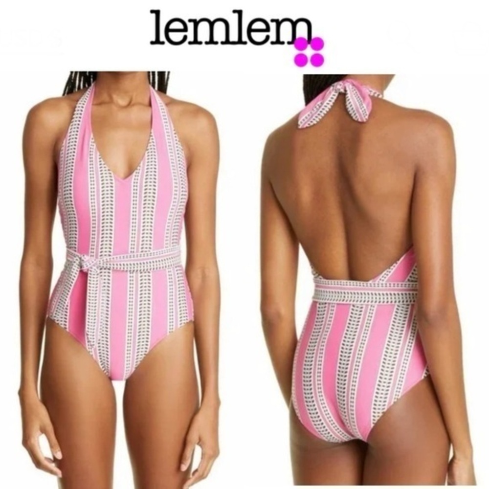 LemLem Halter One Piece Swimsuit XS In Pink NWT 250$